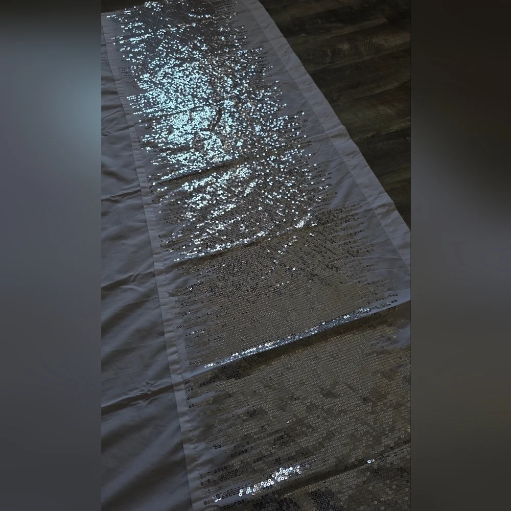 Luxurious White and Silver Sequin Shower Curtain